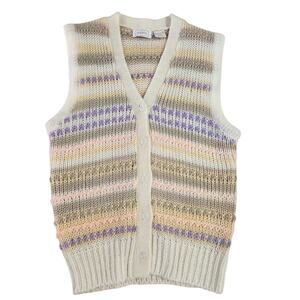 Vintage 80s Adoria Button Down Crochet Vest Top Women Size Medium MINT Cond